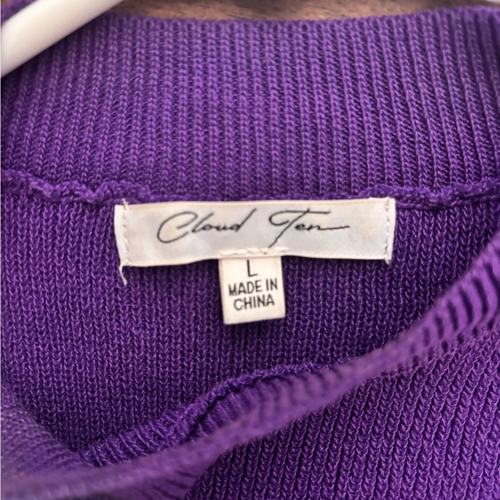 Vibrant Purple Knit Skirt Set with Fringe - Picture 2 of 3